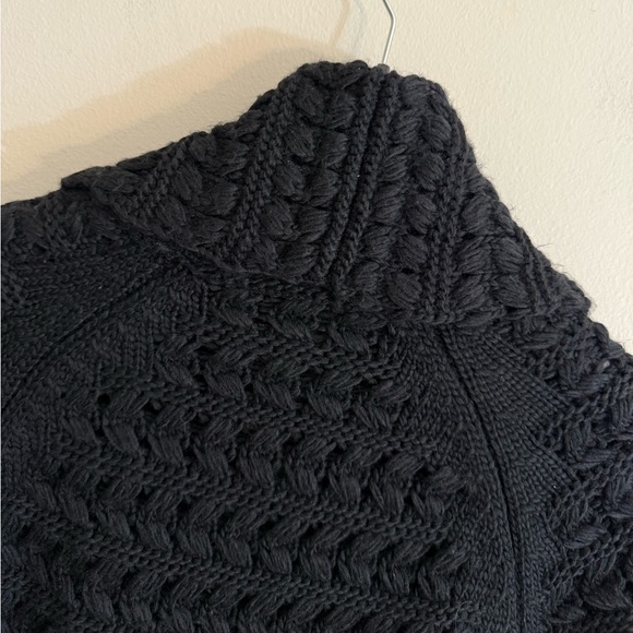 Zara Long Textured knit Coat With Wide Lapel Collar/Sleeves medium - Picture 10 of 16